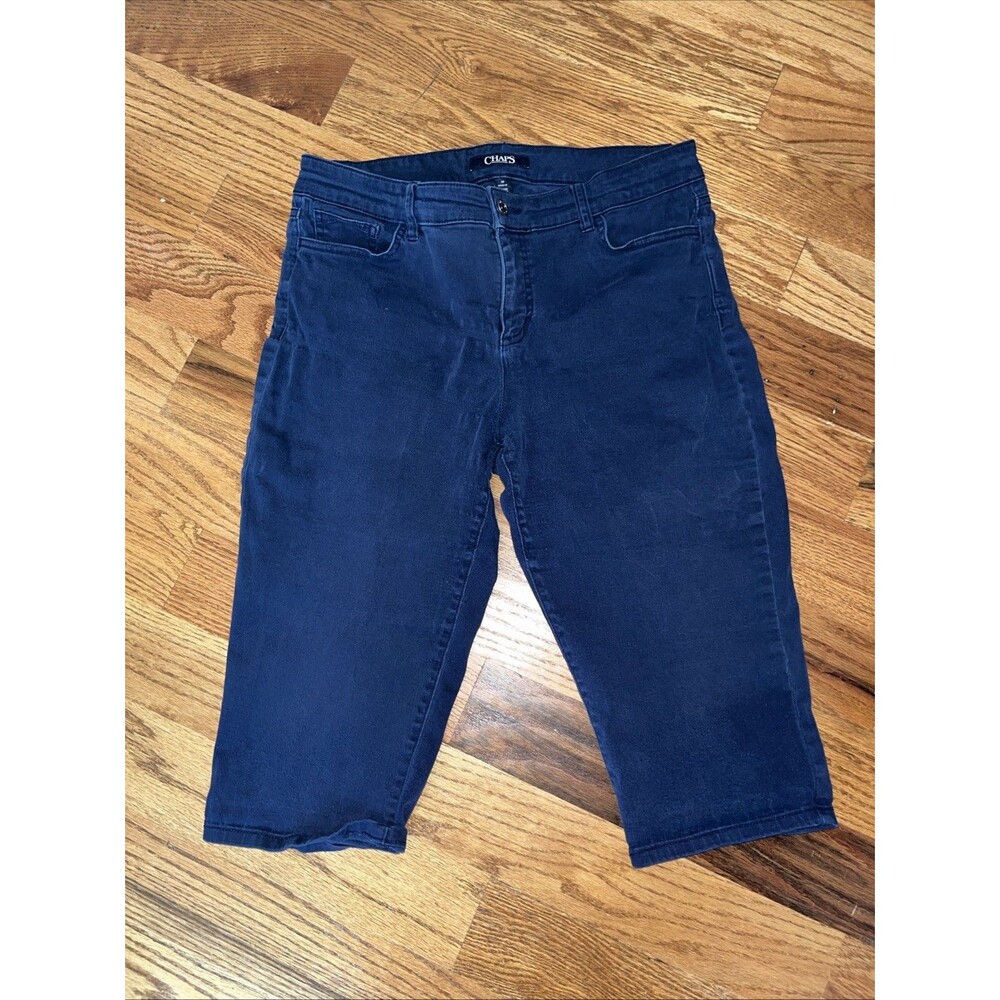 Chaps Women’s Blue Denim Capri Pants with Pockets Size 10